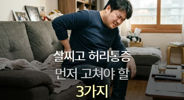 살찌고 허리통증